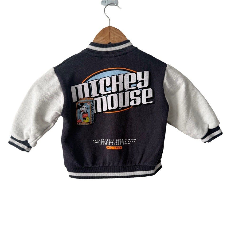Zara Disney Mickey Mouse Grey lightweight Bomber Jacket 1.5 years
